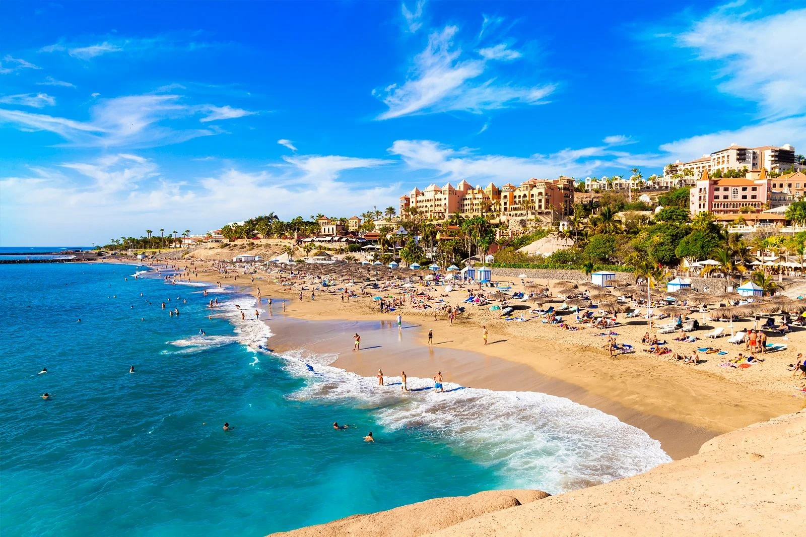 Tenerife coastline with volcanic landscape and blue Atlantic horizon