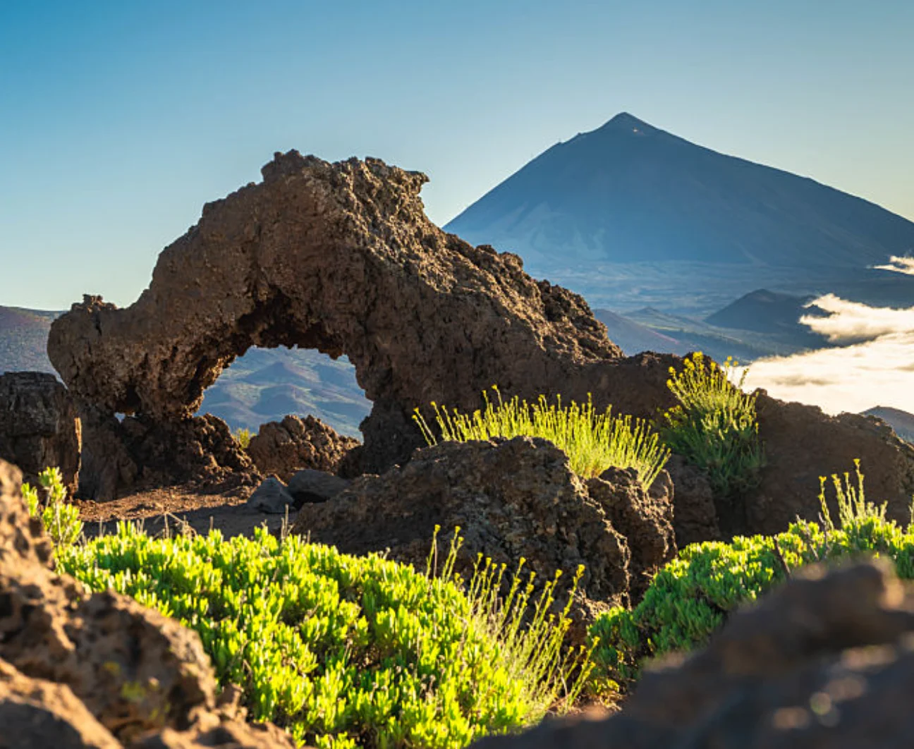 Tenerife coastline with volcanic landscape and blue Atlantic horizon